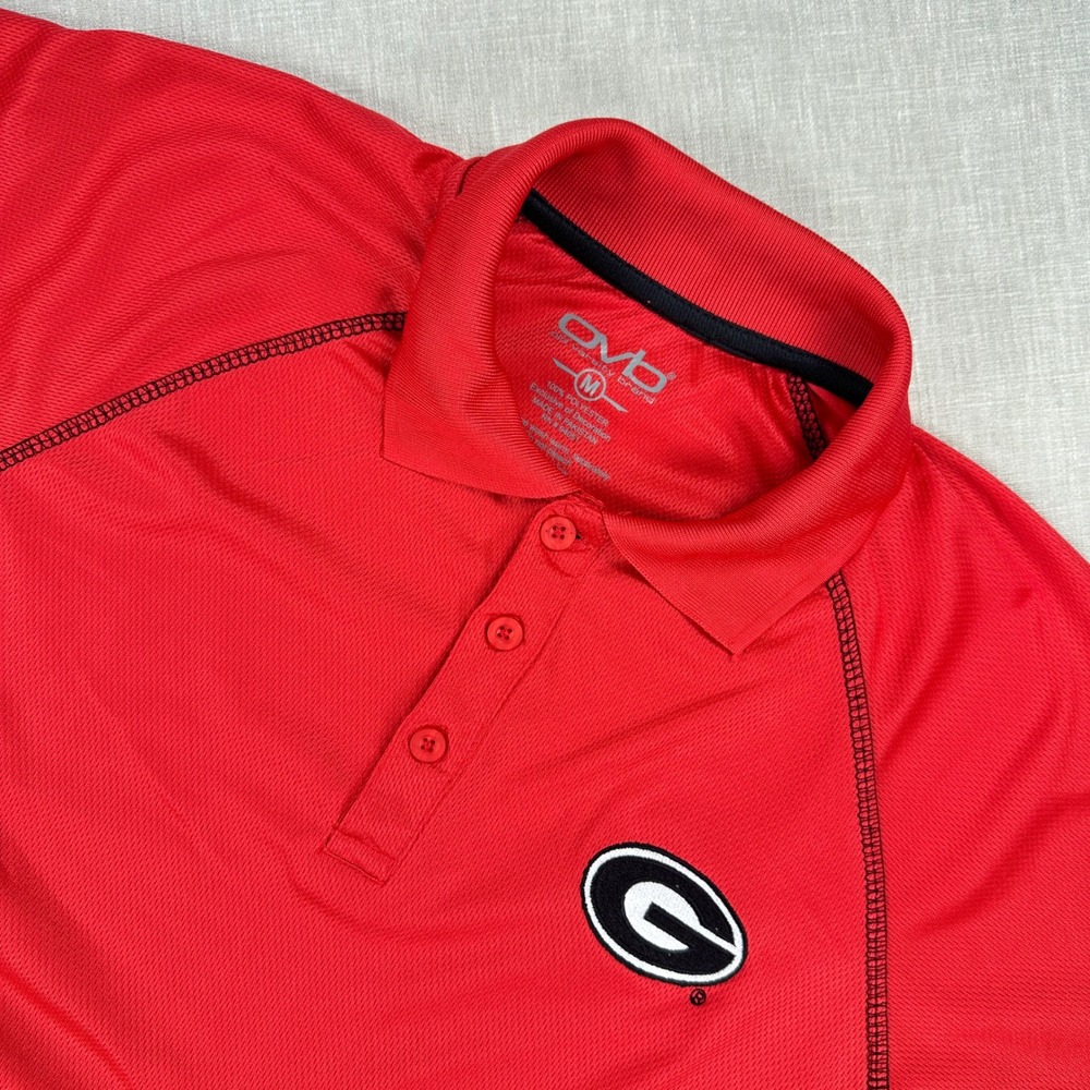 OVB Georgia Bulldogs Polo Shirt Mens Medium Red Black Performance Short Sleeve